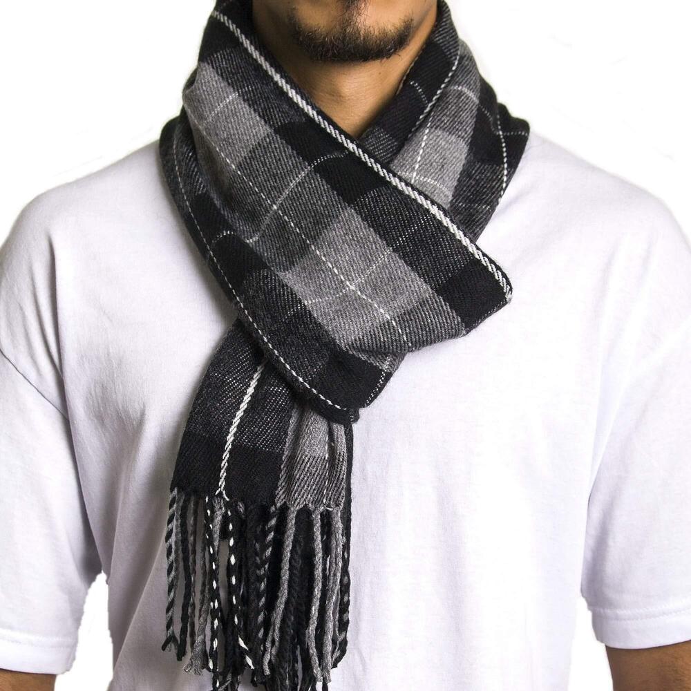 6413 Plaid Scarf Soft Winter Scarves Unisex,Gray Plaid,One Size
